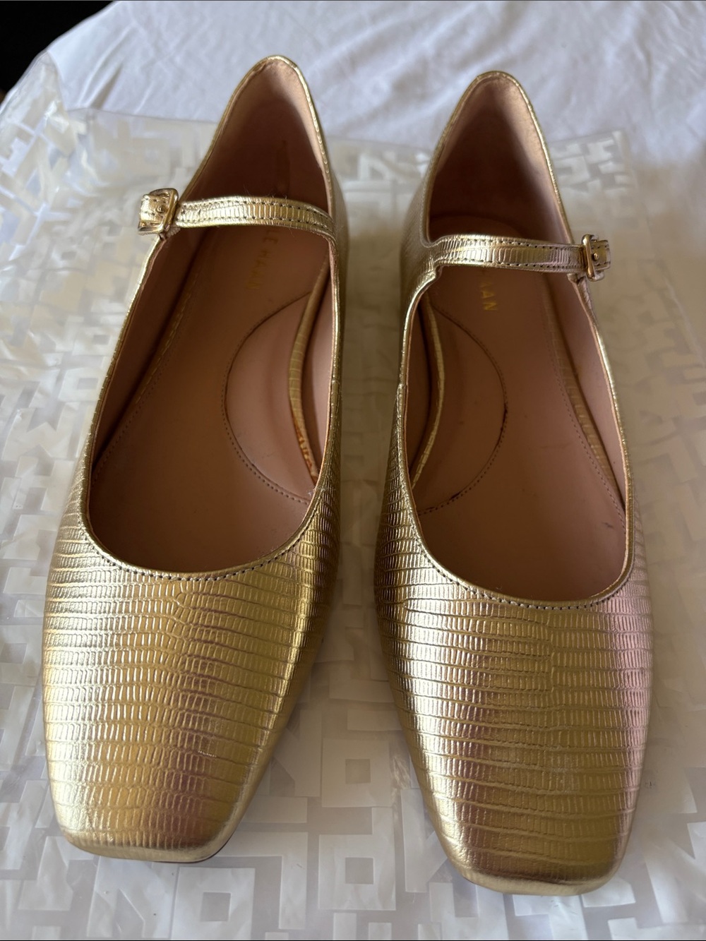 Cole Haan Metallic Gold Mary Jane Flats